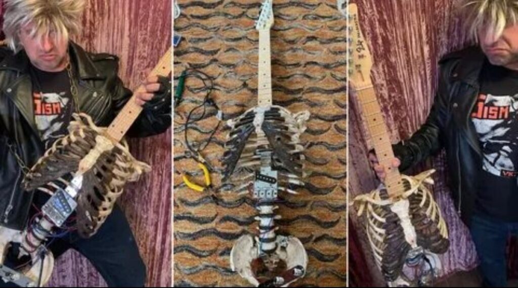 Сделал гитару из скелета дяди
